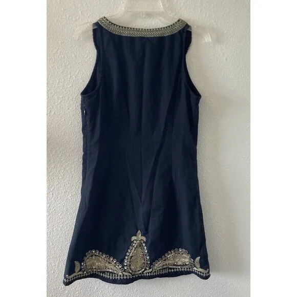 Free People Dress Women's Size 0 Black Gold Shift Sequined Fairy Whimsigoth - Picture 8 of 16